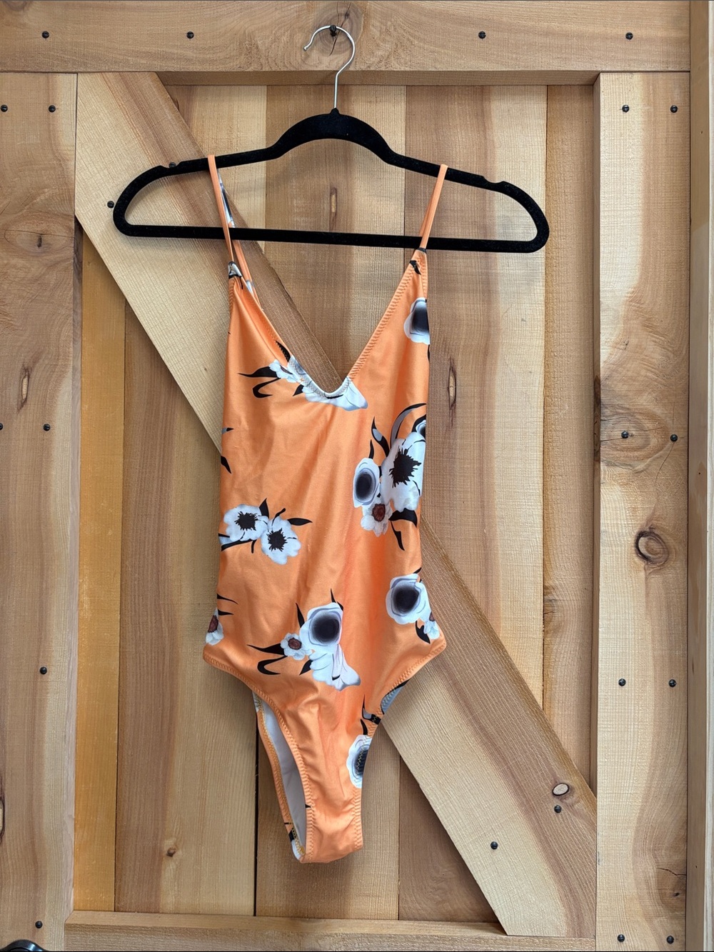 Orange Floral One-Piece Swimsuit